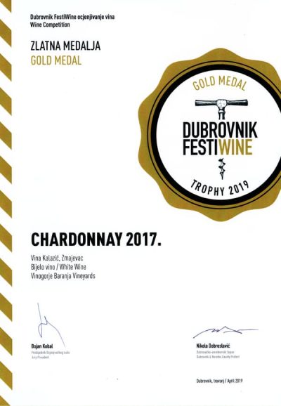 Chardonnay 2017 | Zlatna medalja na Dubrovnik festiwine 2019